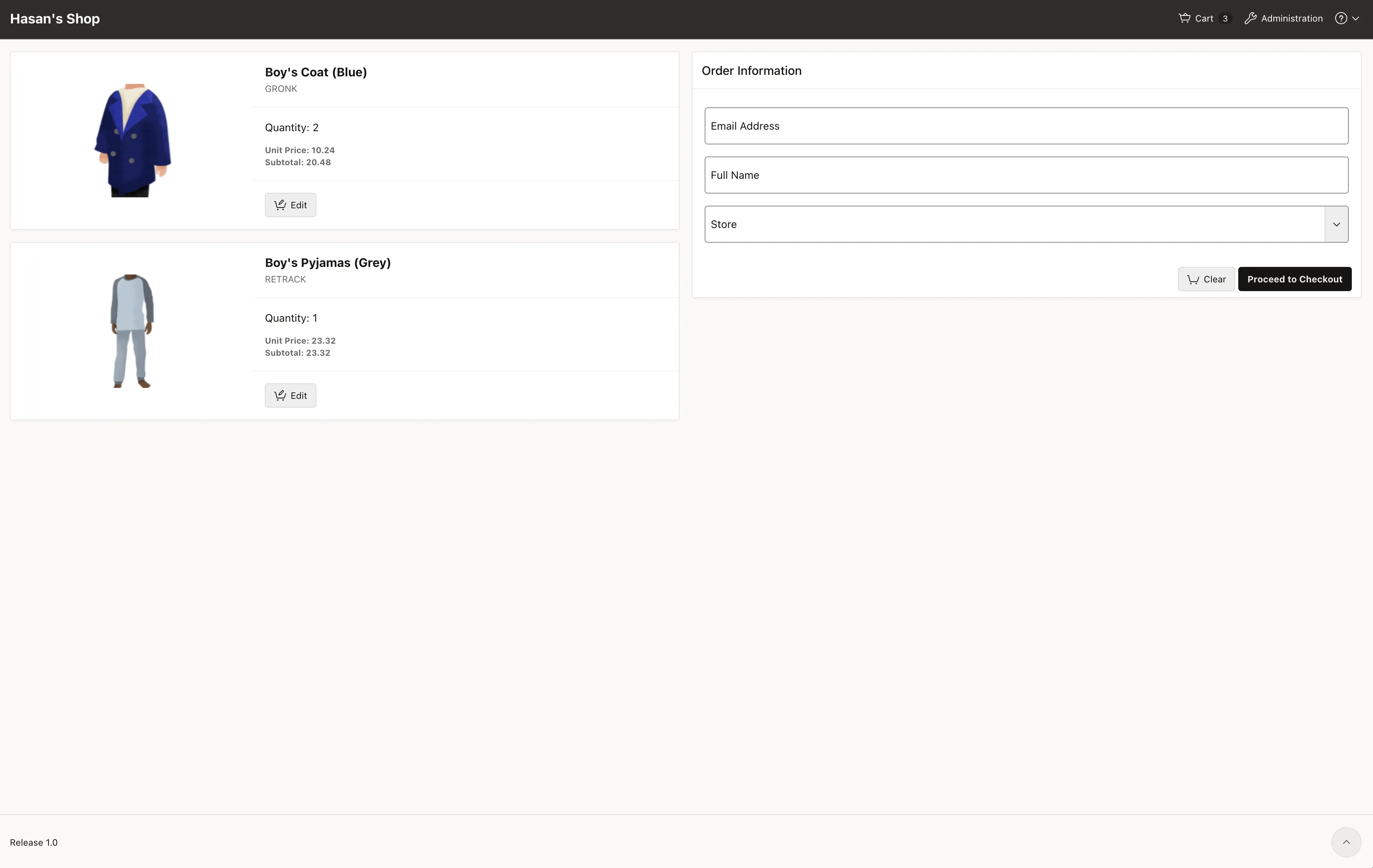 Cart Screenshot