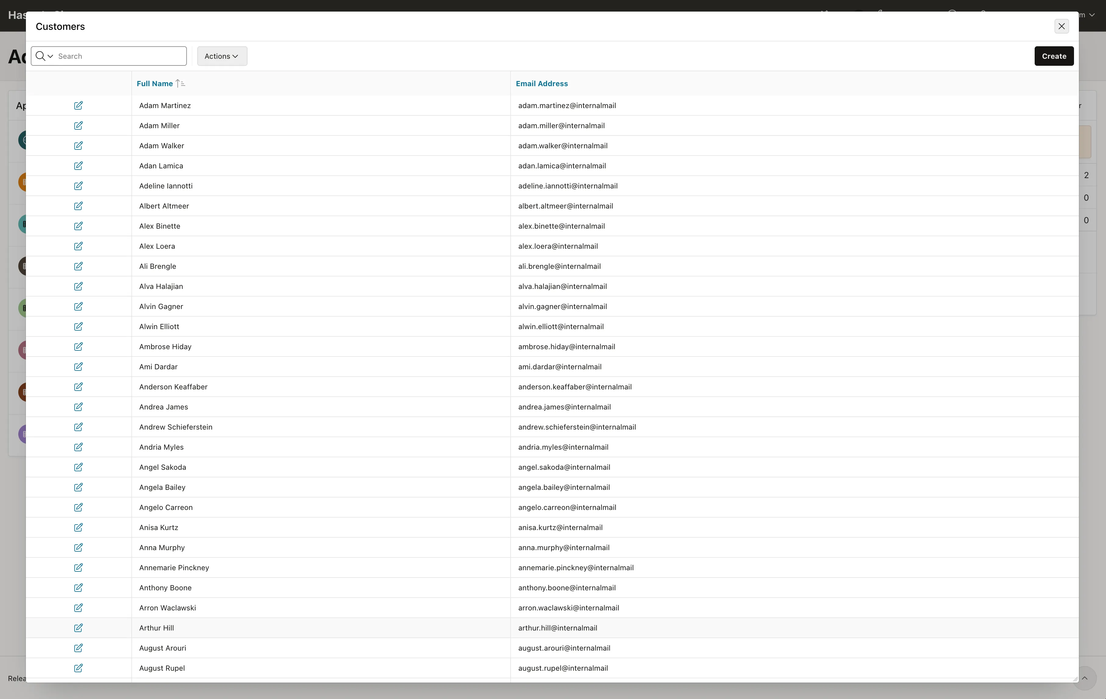 Manage customer details Screenshot