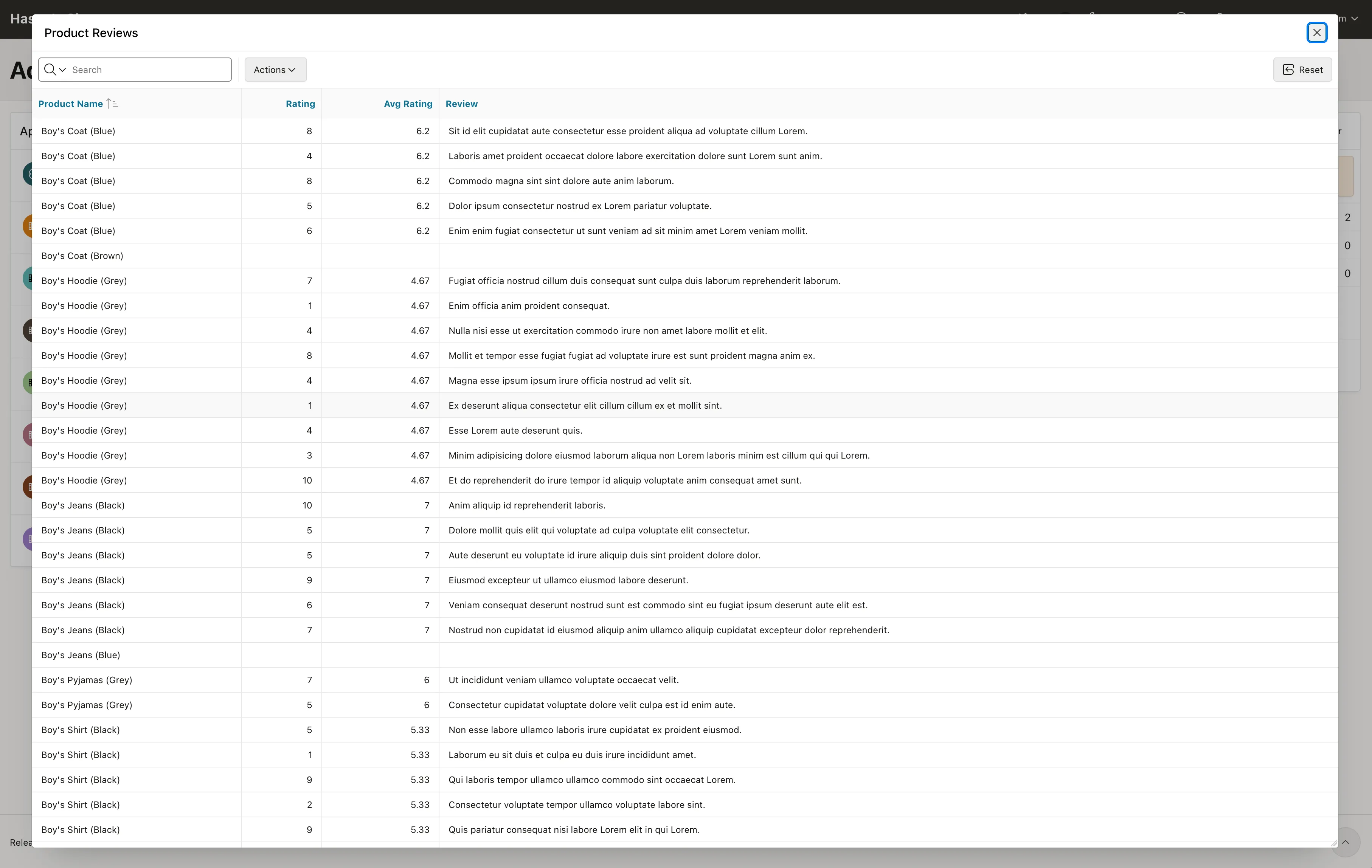 Manage product reviews Screenshot